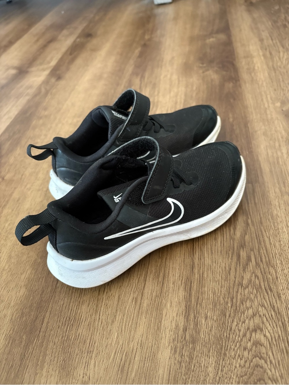 Nike Black and White Velcro Kids' Athletic Shoes